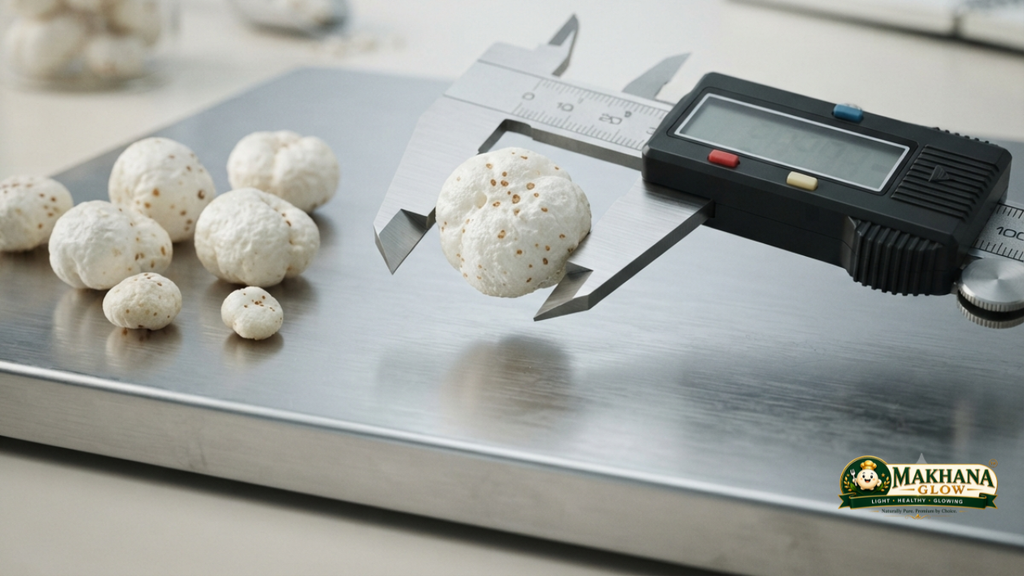 Makhana Sutta size measured in millimetres